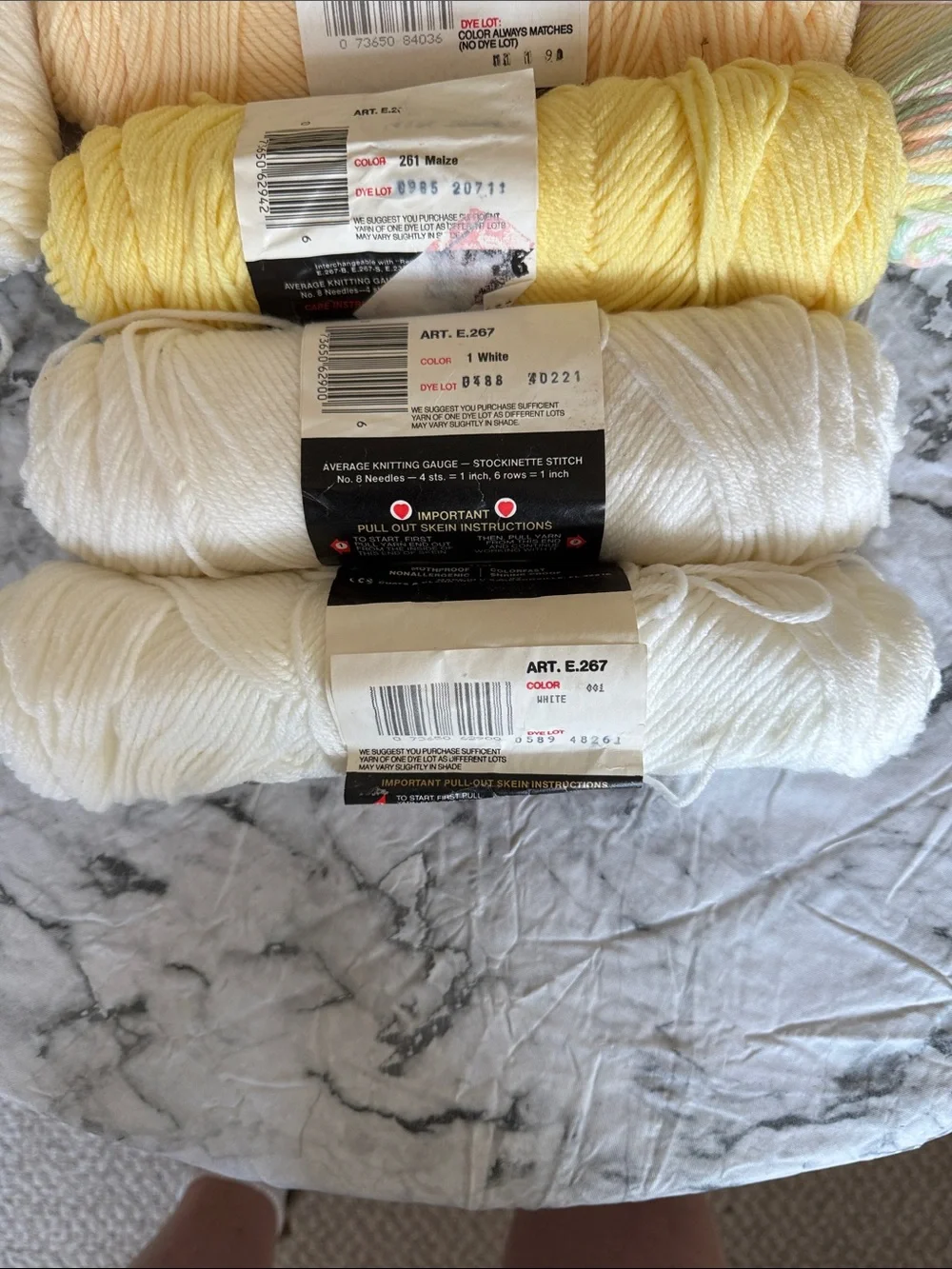 Red Heart Yarn Bundle-Yellows, Whites, Grays, Black, Multicolor. 10 Skein Bundle